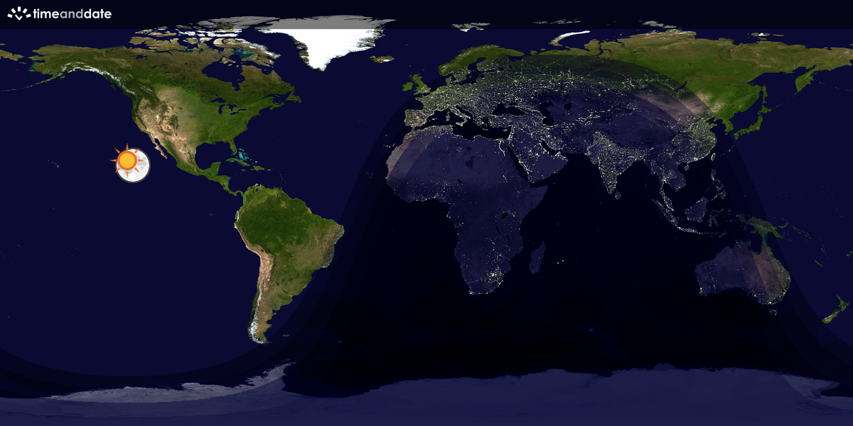 Verdenskart som viser dag og natt 