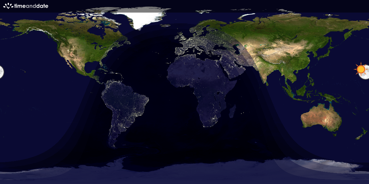 Verdenskart som viser dag og natt 