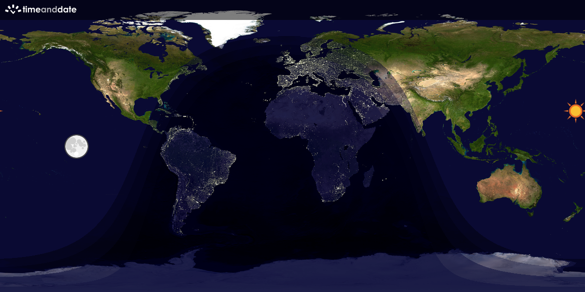Verdenskart som viser dag og natt 