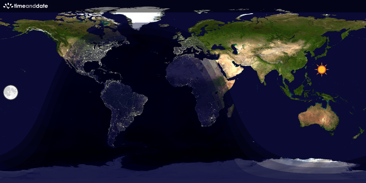 Verdenskart som viser dag og natt 