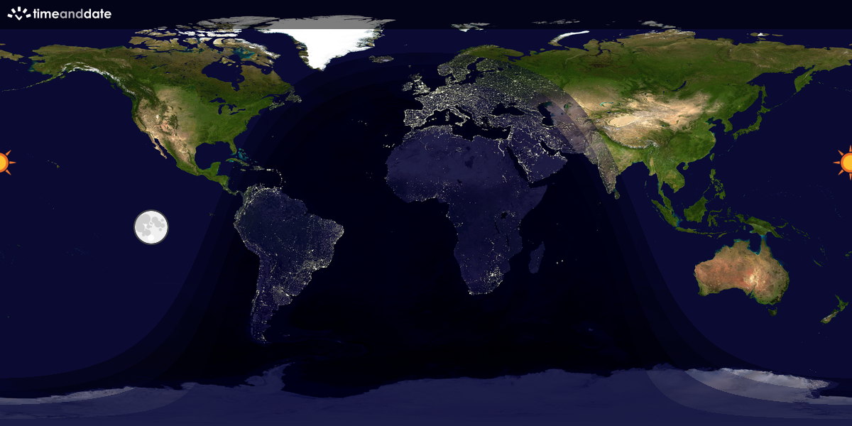 Verdenskart som viser dag og natt 