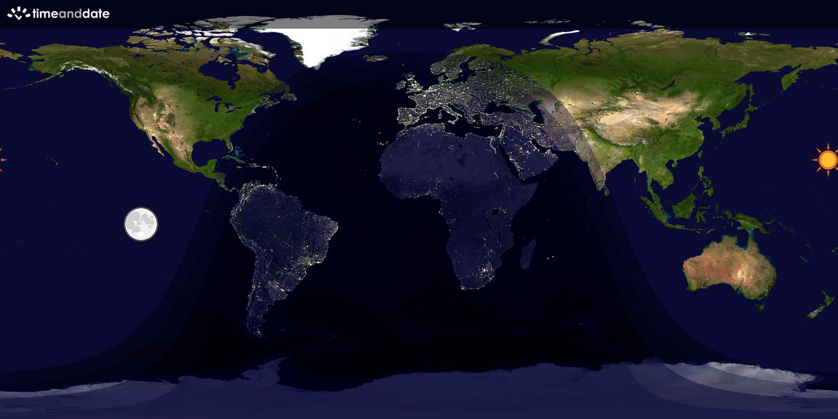 Verdenskart som viser dag og natt 