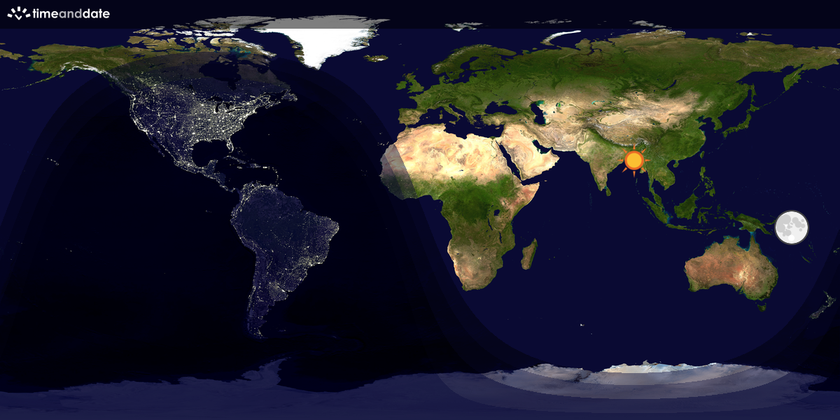 Verdenskart som viser dag og natt 