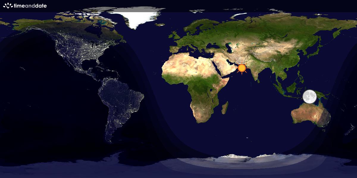 Verdenskart som viser dag og natt 