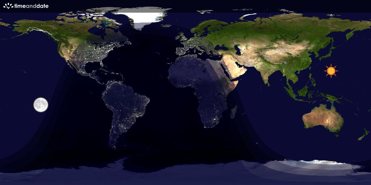 Verdenskart som viser dag og natt 