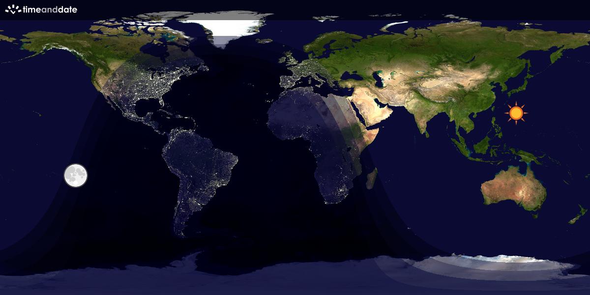 Verdenskart som viser dag og natt 