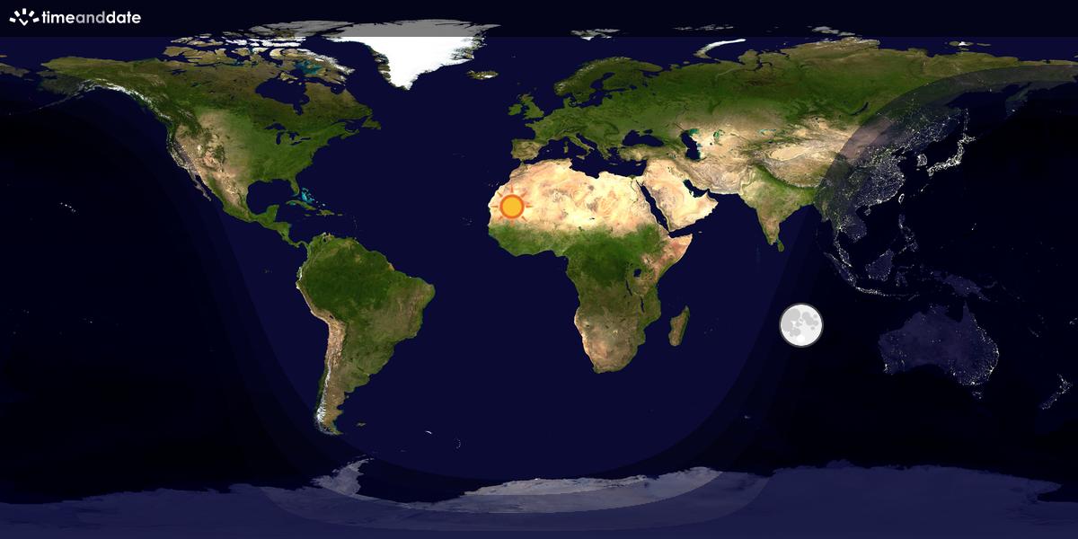 Verdenskart som viser dag og natt 