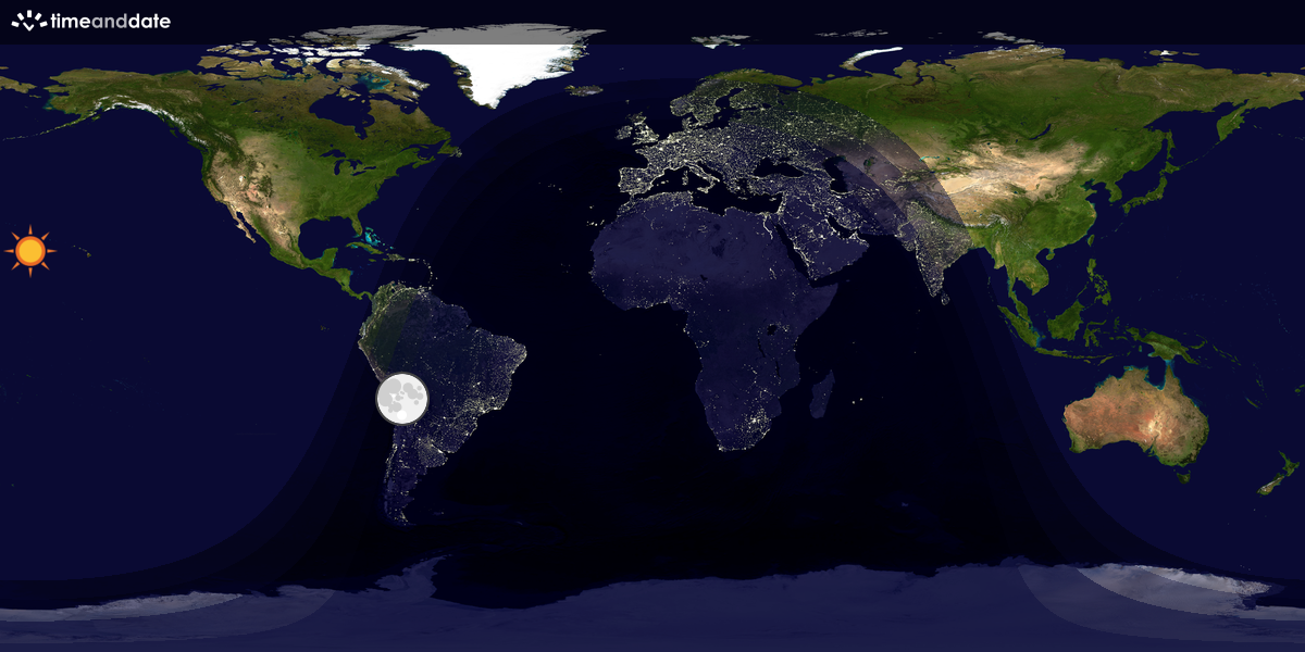 Verdenskart som viser dag og natt 