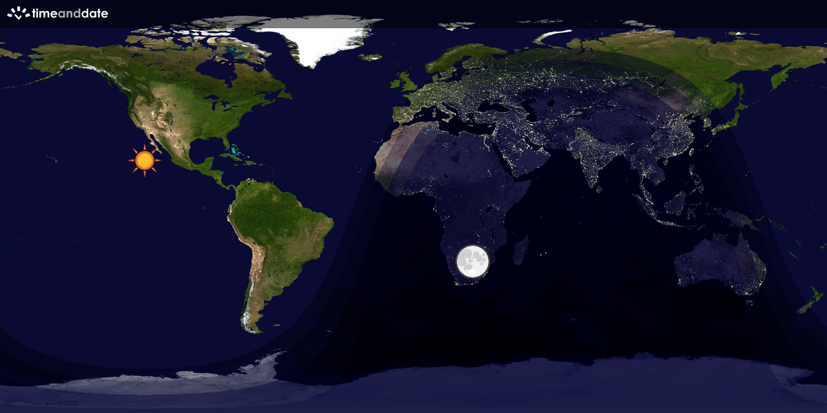 Verdenskart som viser dag og natt 