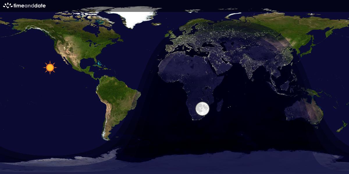 Verdenskart som viser dag og natt 