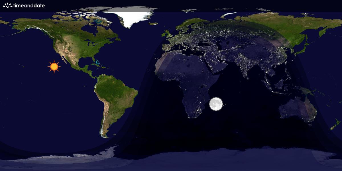Verdenskart som viser dag og natt 