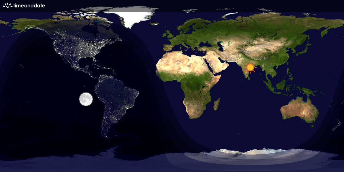 Verdenskart som viser dag og natt 