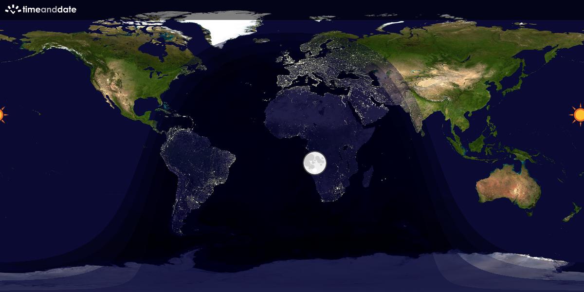 Verdenskart som viser dag og natt 