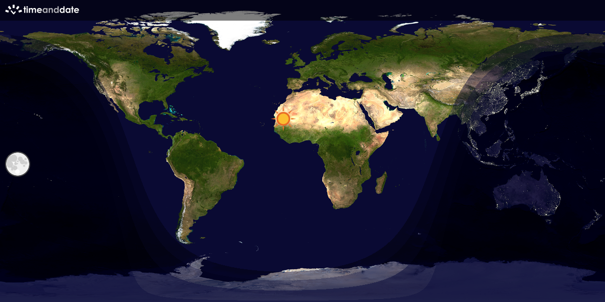 Verdenskart som viser dag og natt 