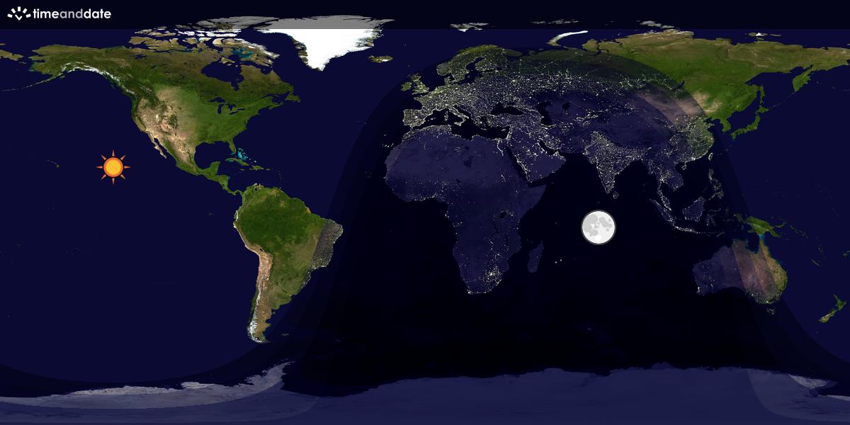 Verdenskart som viser dag og natt 