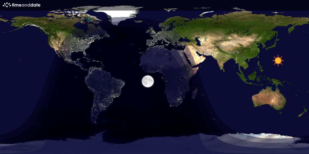 Verdenskart som viser dag og natt 