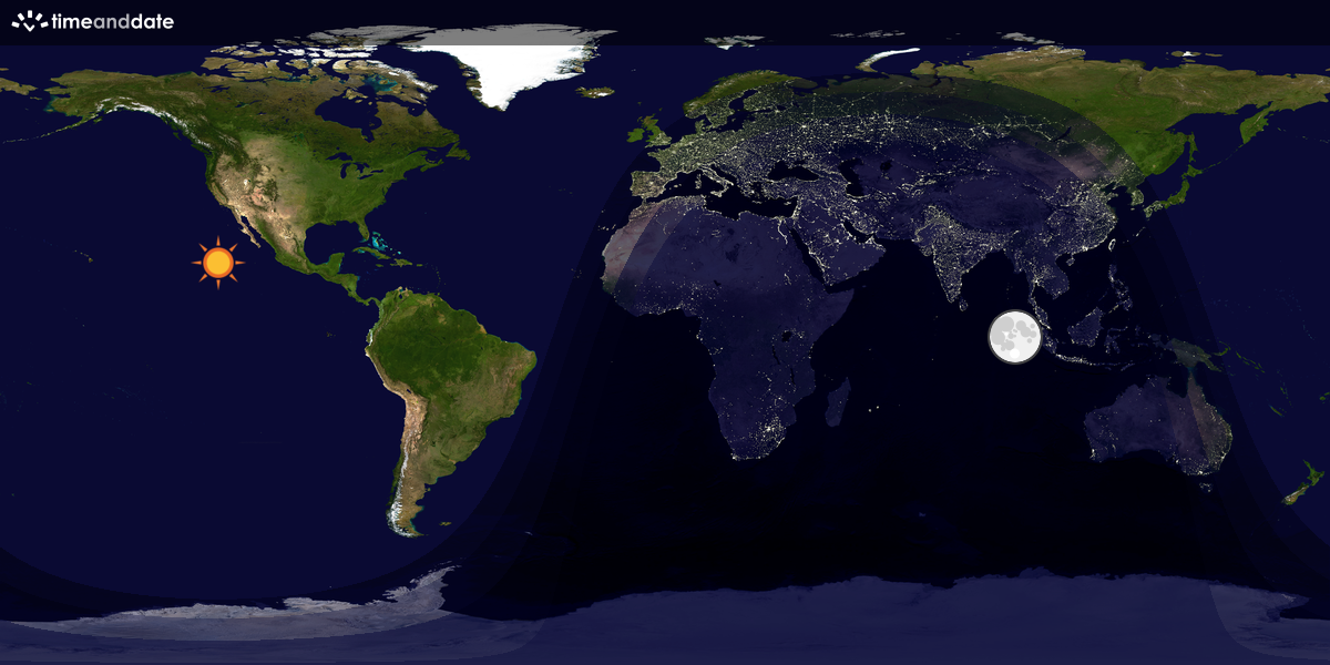 Verdenskart som viser dag og natt 
