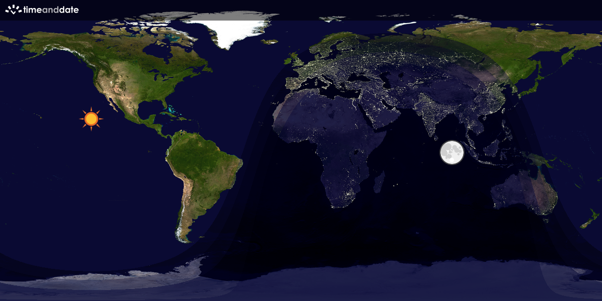 Verdenskart som viser dag og natt 