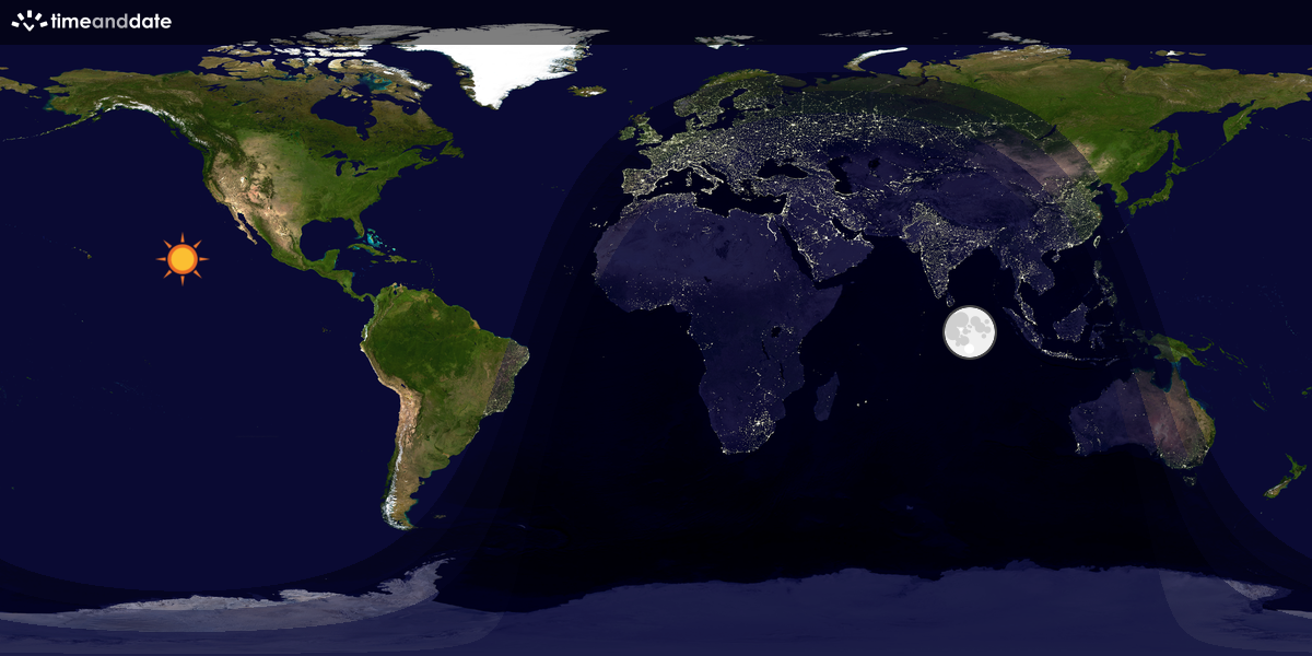 Verdenskart som viser dag og natt 