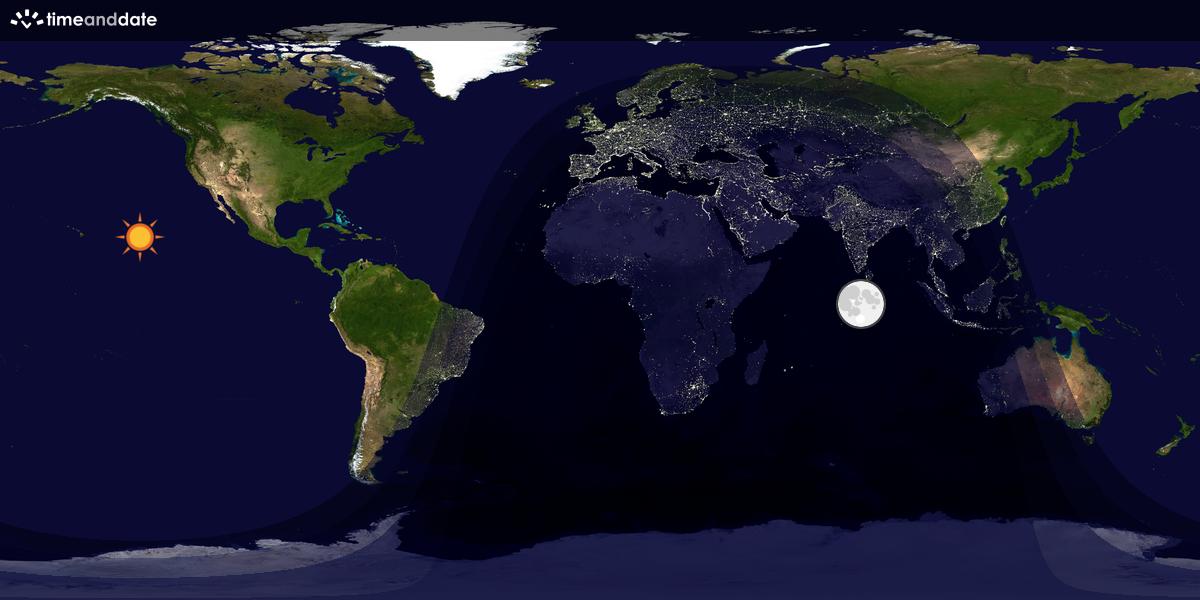 Verdenskart som viser dag og natt 