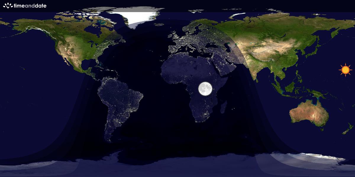 Verdenskart som viser dag og natt 