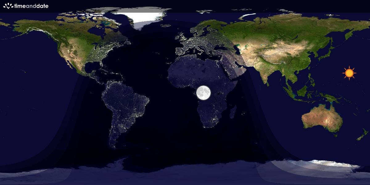 Verdenskart som viser dag og natt 