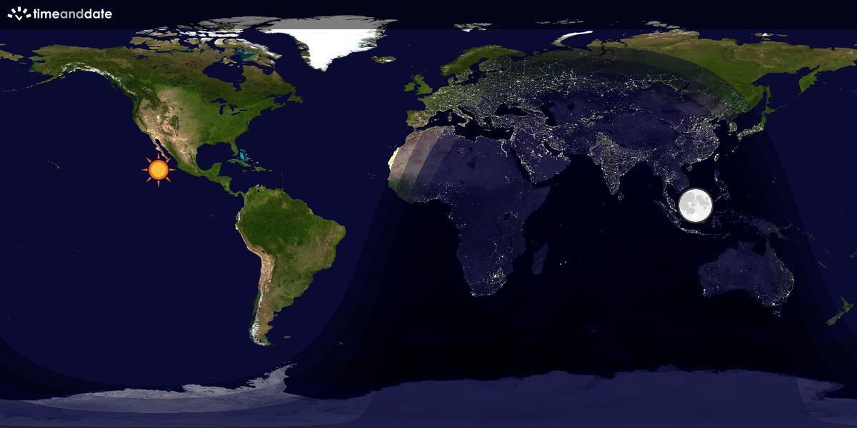 Verdenskart som viser dag og natt 