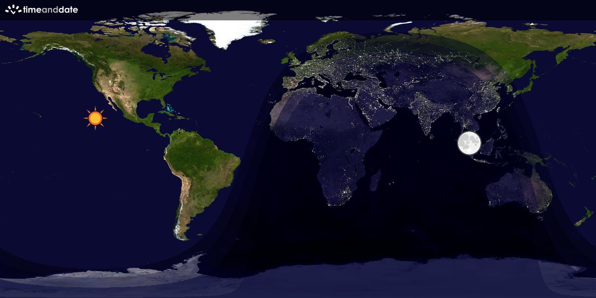 Verdenskart som viser dag og natt 