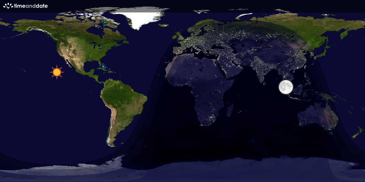 Verdenskart som viser dag og natt 