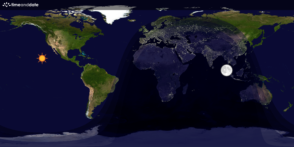 Verdenskart som viser dag og natt 