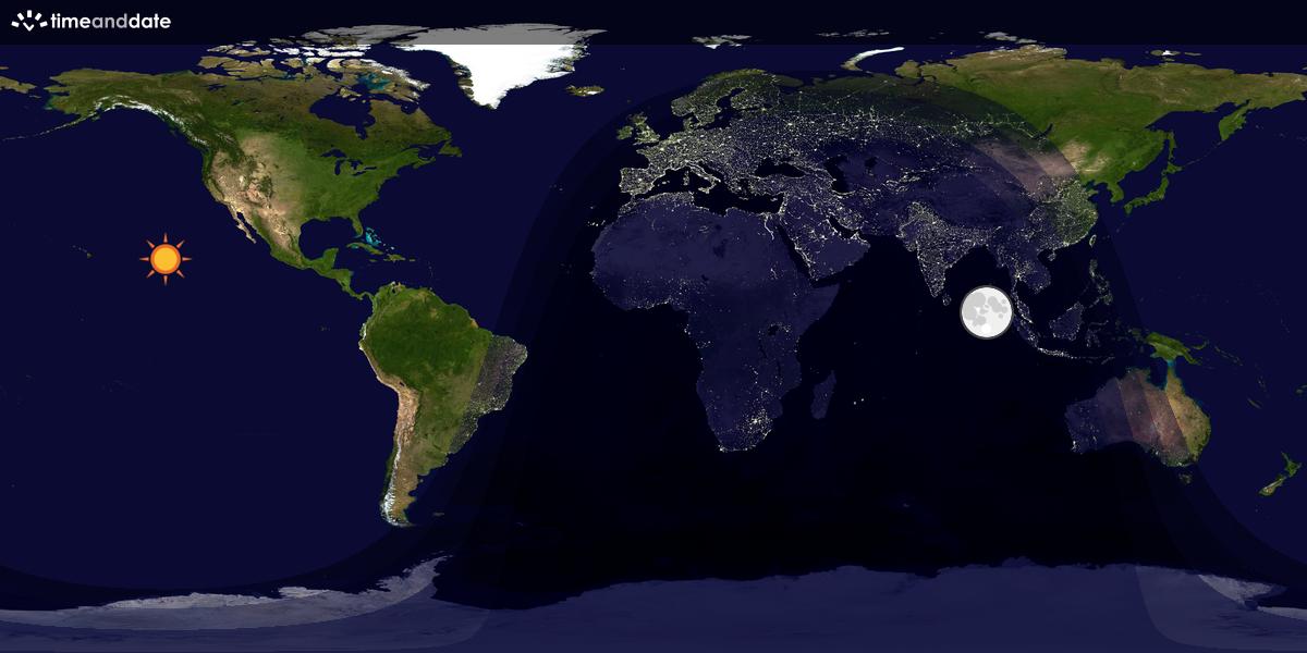 Verdenskart som viser dag og natt 
