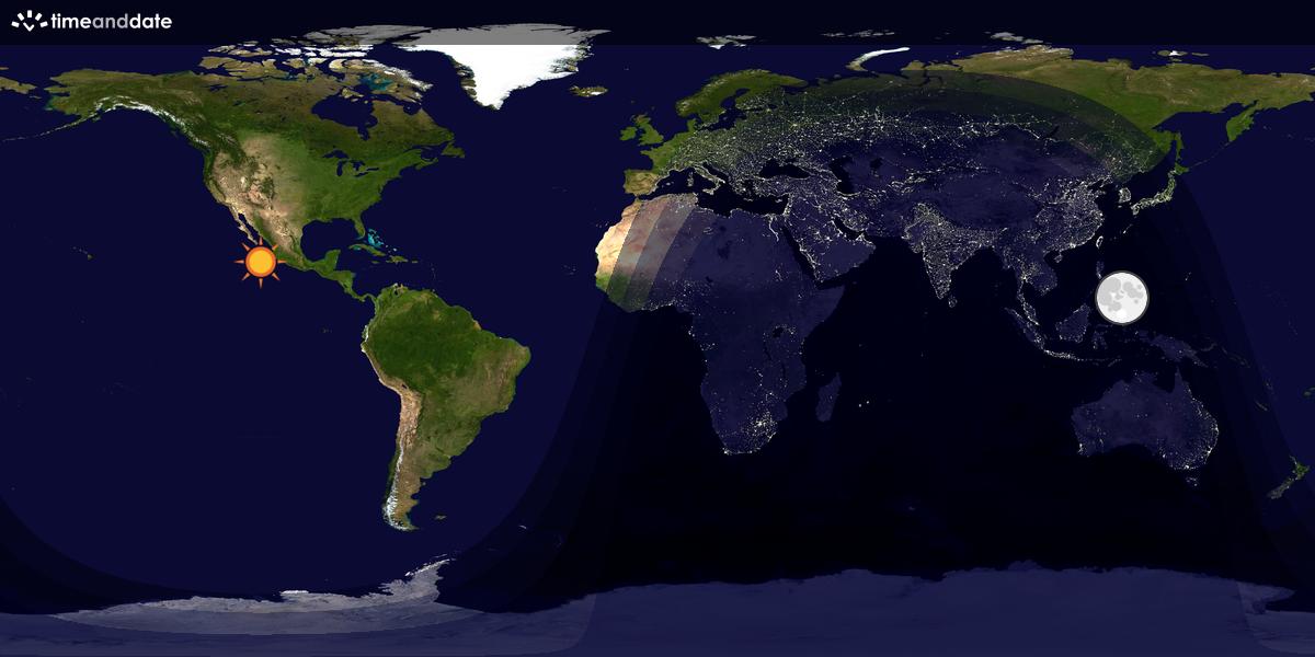 Verdenskart som viser dag og natt 