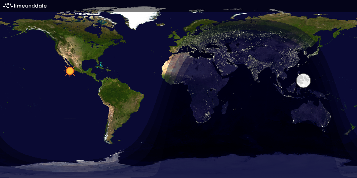 Verdenskart som viser dag og natt 