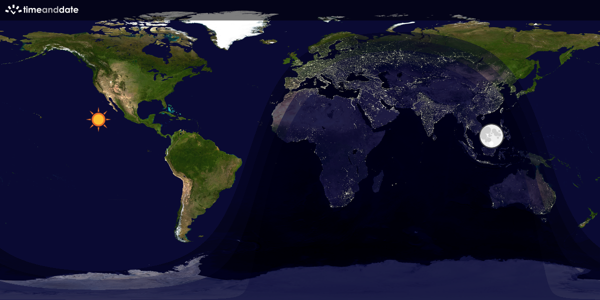 Verdenskart som viser dag og natt 