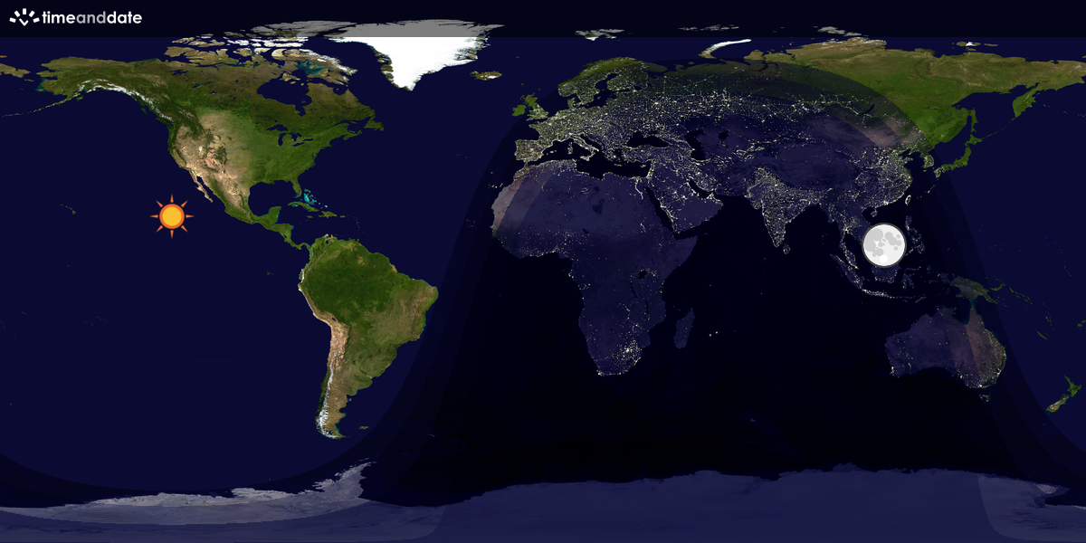 Verdenskart som viser dag og natt 