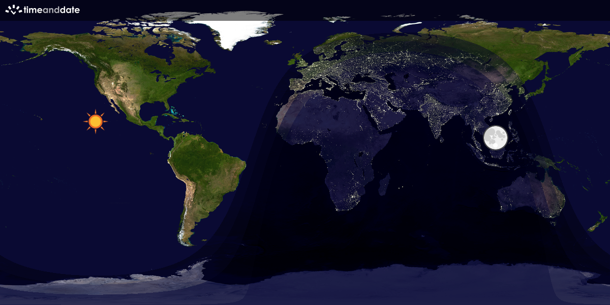 Verdenskart som viser dag og natt 