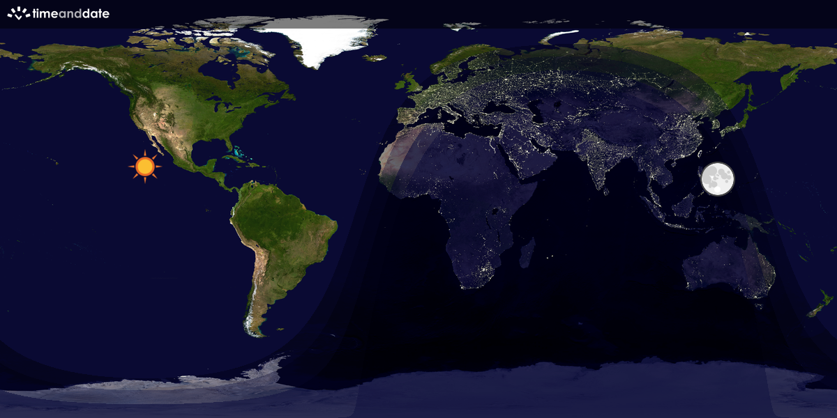 Verdenskart som viser dag og natt 