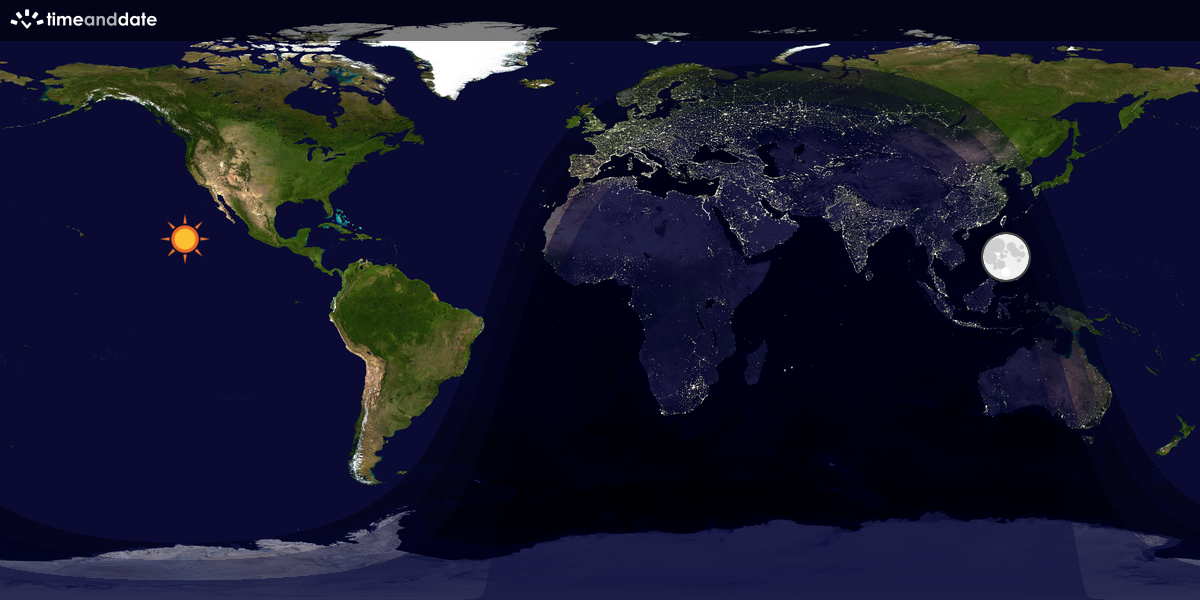 Verdenskart som viser dag og natt 