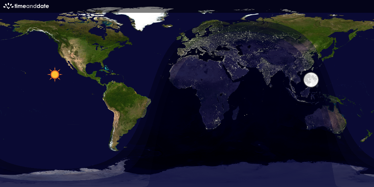 Verdenskart som viser dag og natt 