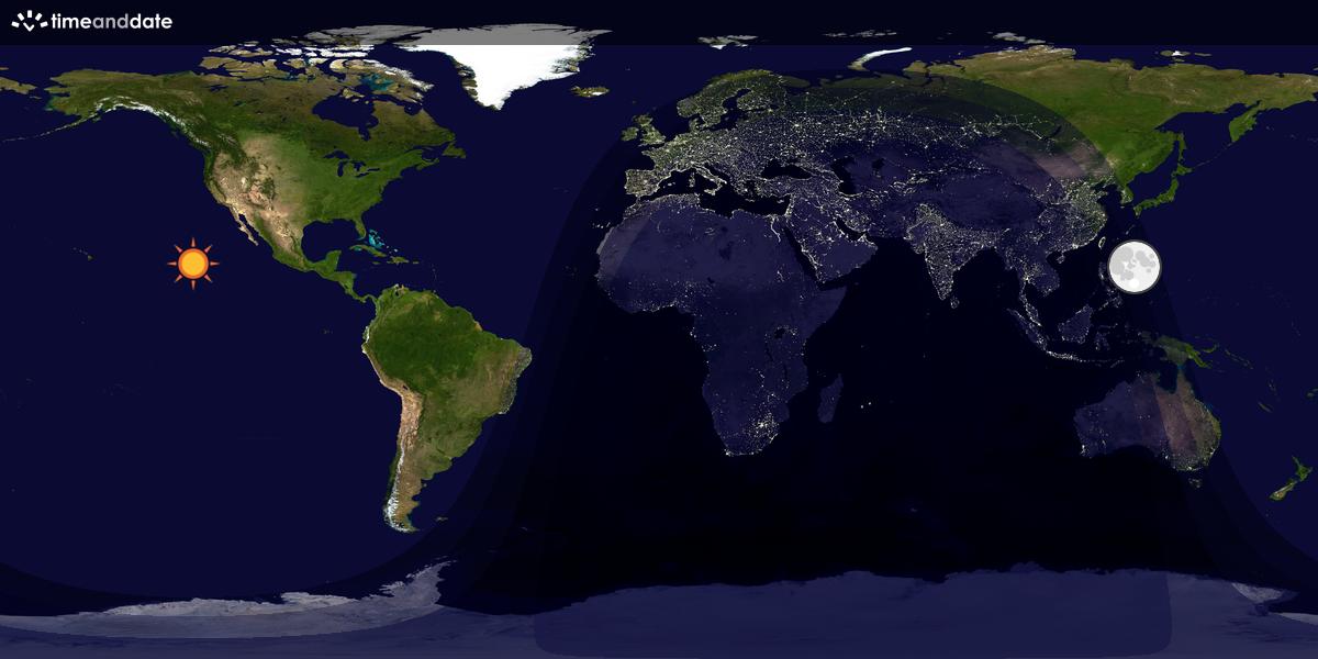 Verdenskart som viser dag og natt 