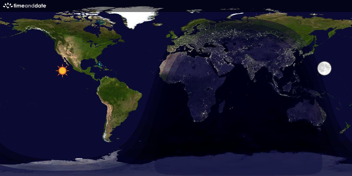 Verdenskart som viser dag og natt 