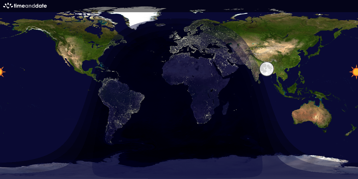 Verdenskart som viser dag og natt 