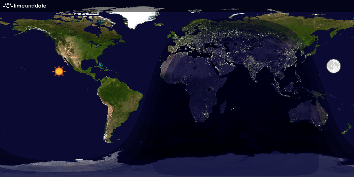 Verdenskart som viser dag og natt 