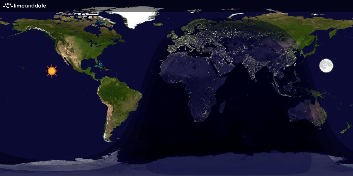Verdenskart som viser dag og natt 
