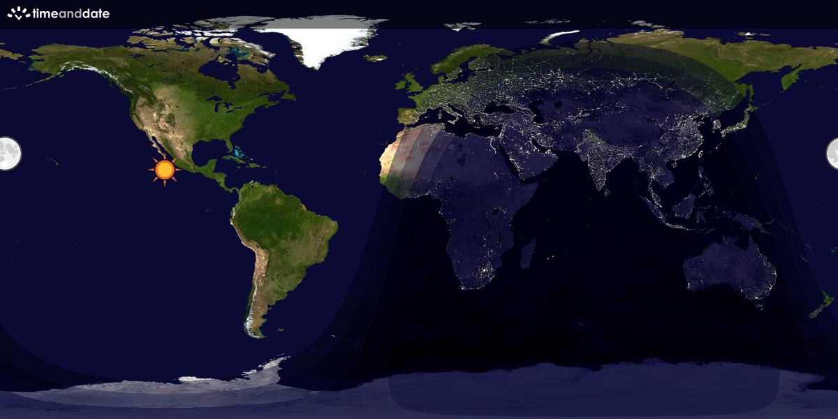 Verdenskart som viser dag og natt 