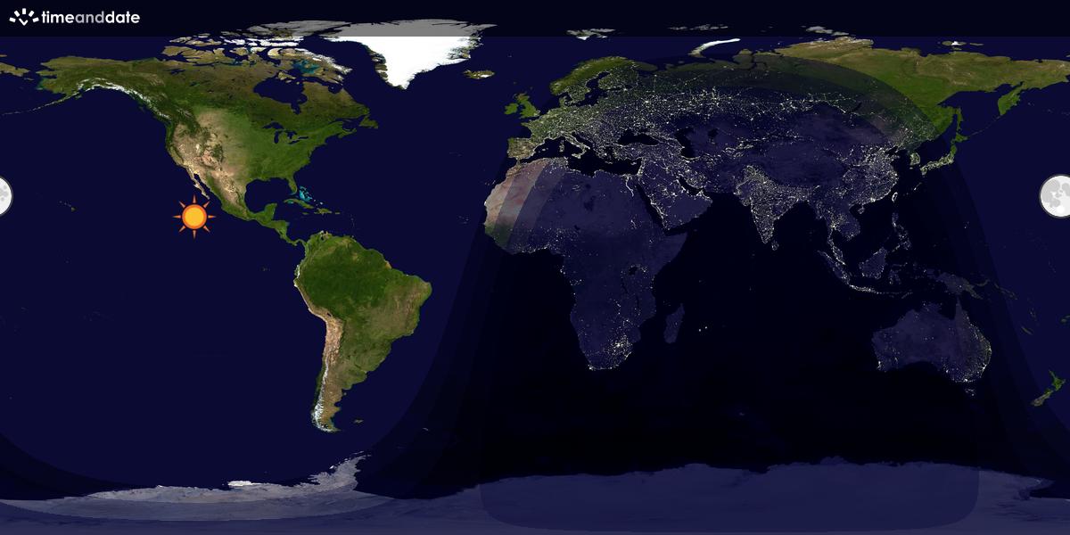 Verdenskart som viser dag og natt 