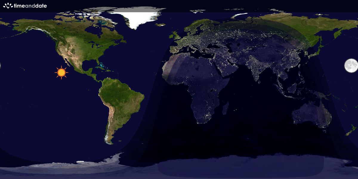 Verdenskart som viser dag og natt 