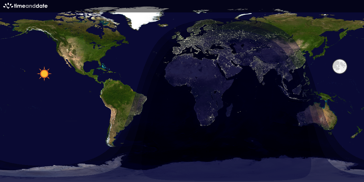 Verdenskart som viser dag og natt 