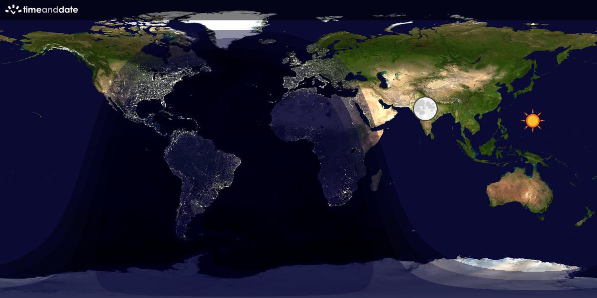 Verdenskart som viser dag og natt 