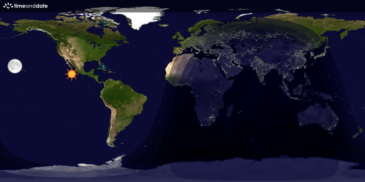 Verdenskart som viser dag og natt 
